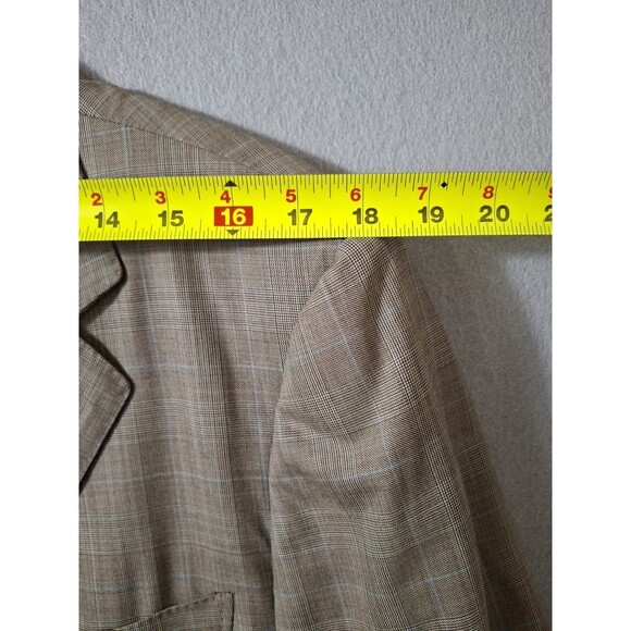 Ermenegildo Zegna Sport Coat Mens 44L Beige Brown Check Plaid Wool Jacket - Picture 5 of 14